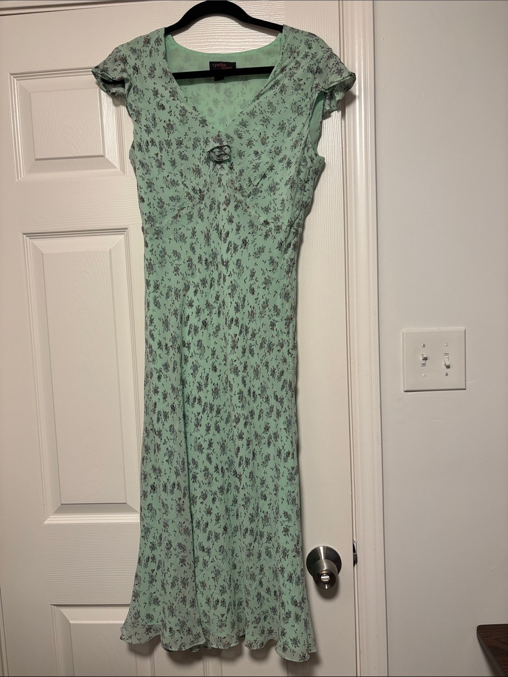 Cynthia Howie Mint Green Floral Midi Dress